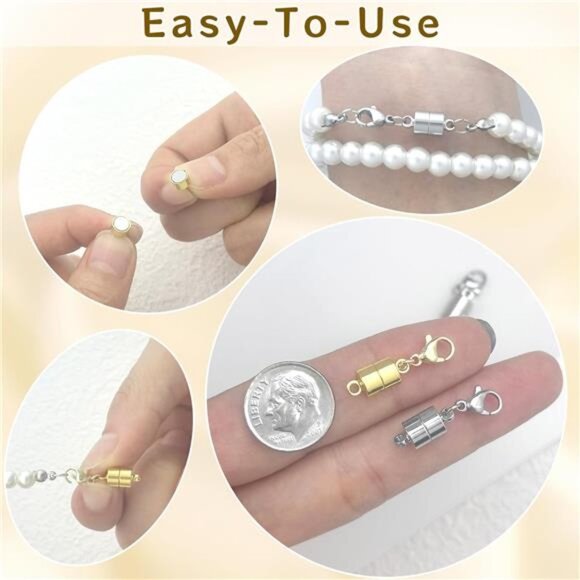 Gold Silver Magnetic Necklace Clasp Extender Easy Jewelry Bracelet Connector - Picture 5 of 7